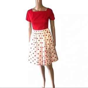 MOTB Cocktail VLV Vintage 50’s Debby Ross  Red and White Polka Dot dress